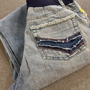 Planet Motherhood Women's Straight Leg Jeans - Blue and Gray